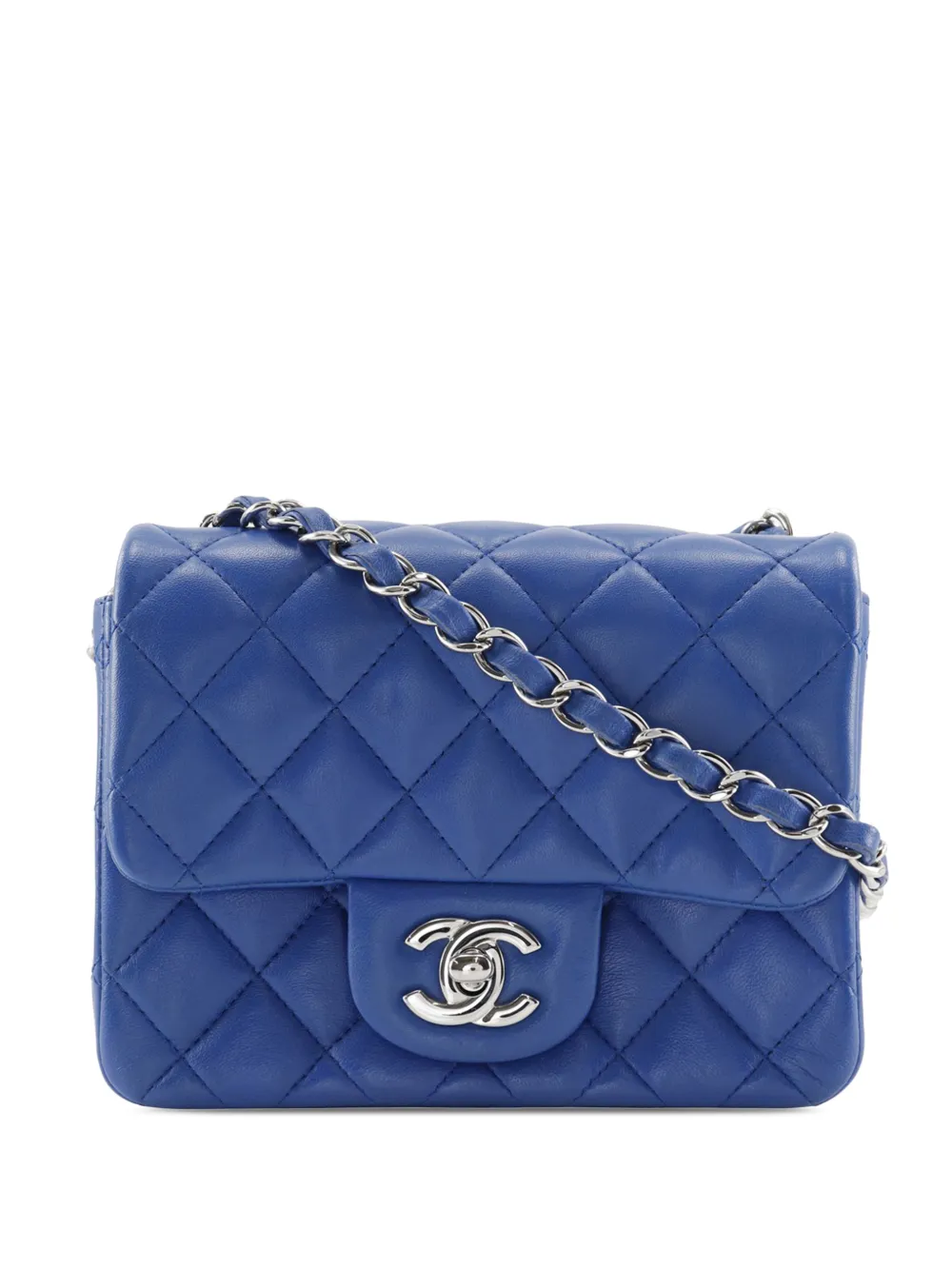 CHANEL Pre-Owned 2016-2017 Mini Square Classic Lambskin Single Flap crossbody bag - Blu