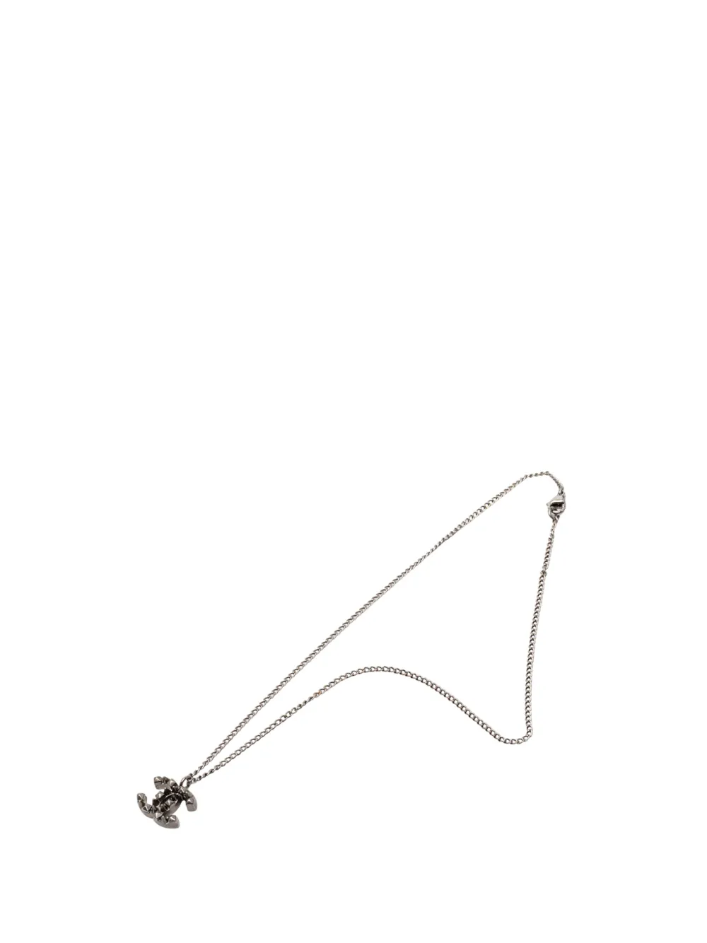 CHANEL Pre-Owned 2003 Ruthenium Plated CC Spiked Pendant Necklace costume necklace - Nero