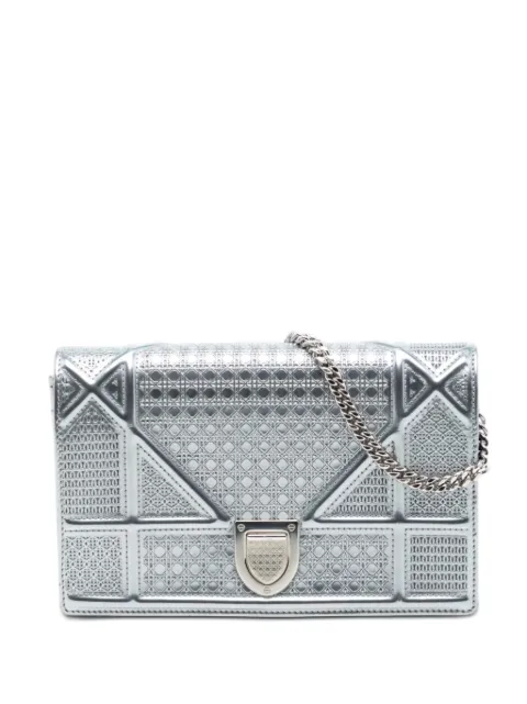 Christian Dior Pre-Owned 2017 メタリック パテント マイクロカナージュ ディオラマ ウォレットオンチェーン ショルダーバッグ