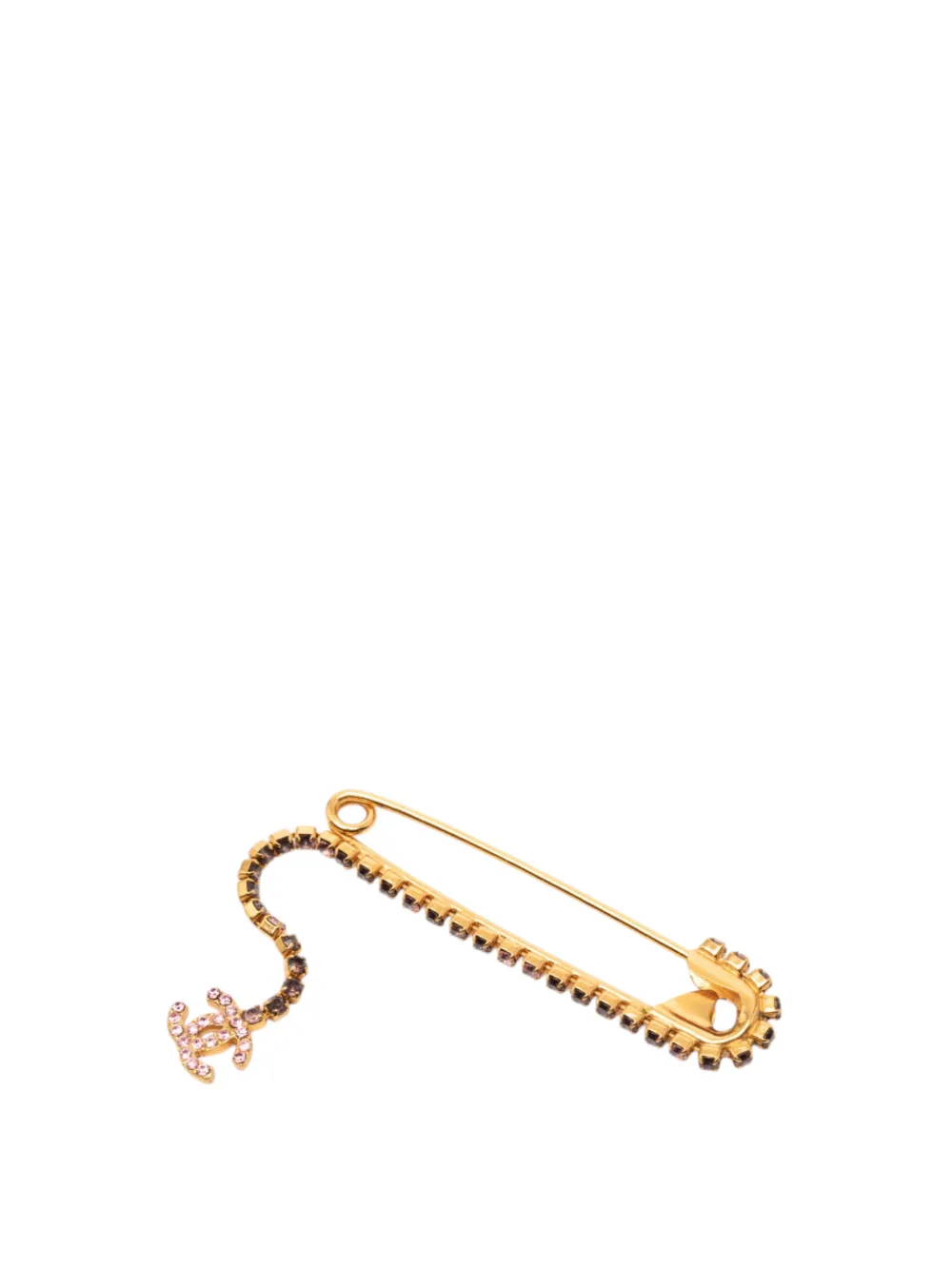 CHANEL Pre-Owned 2002 CC Gold Plated Crystal Embellished Safety Pin Brooch costume brooch - Oro