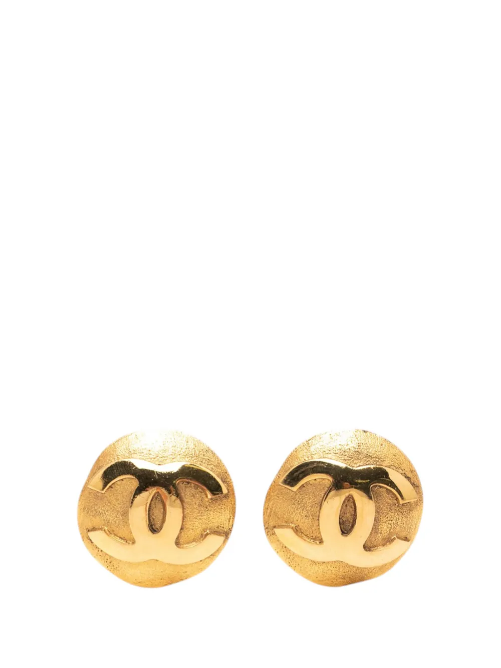 CHANEL Pre-Owned 1980-1990 CC Gold Plated Round Clip On Earrings costume earrings - Oro