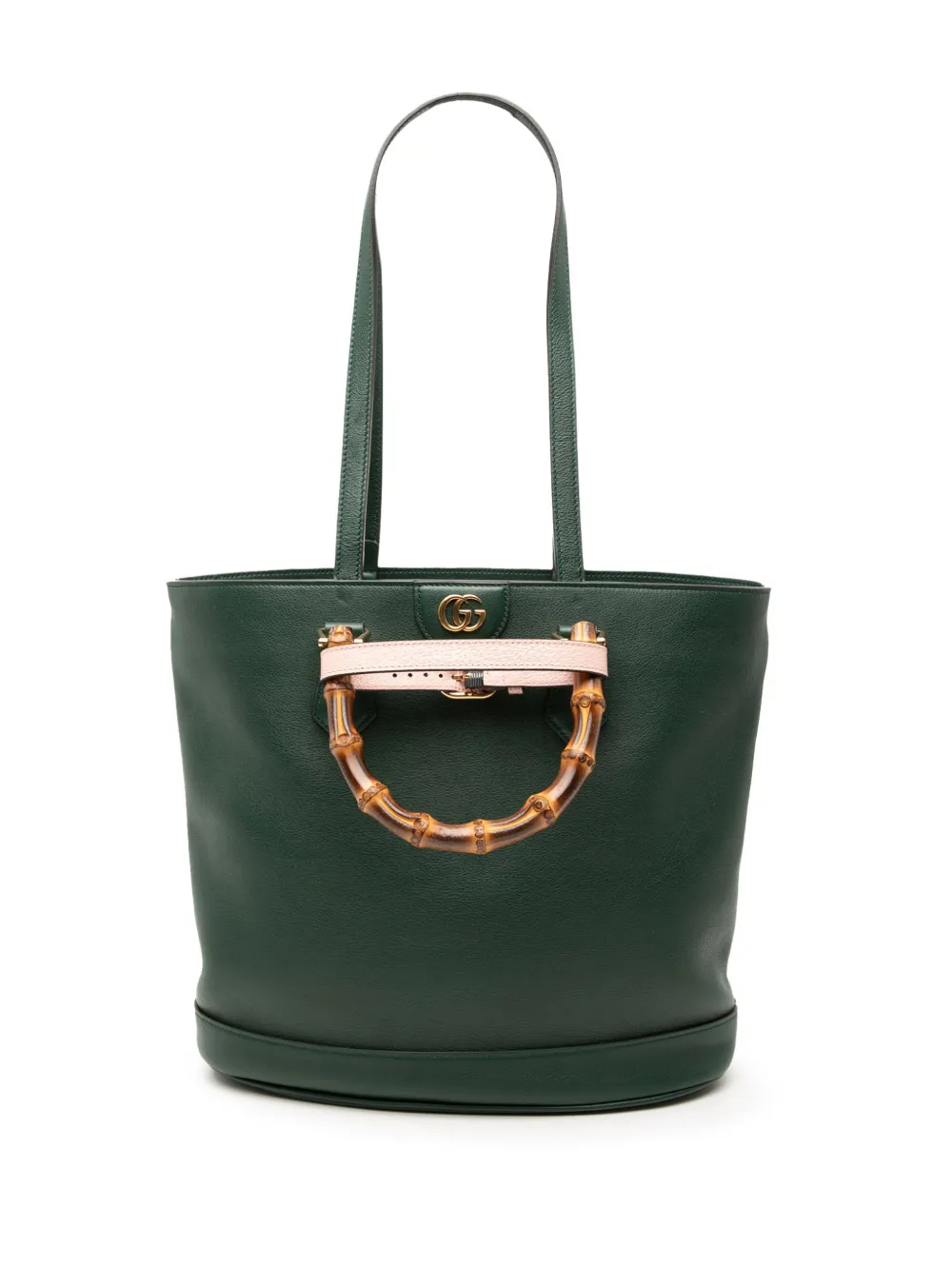 Gucci Pre-Owned 2000-2015 Medium Calfskin Bamboo Diana Convertible Bucket Bag satchel - Verde
