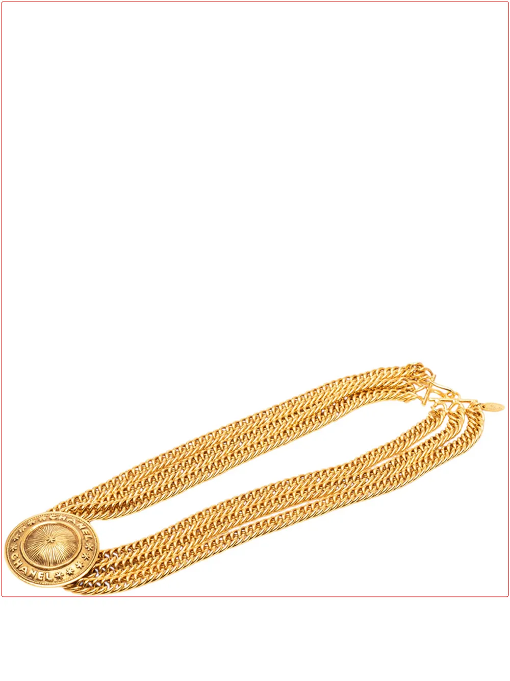 CHANEL Pre-Owned 1970-1980 Gold Plated Medallion Multistrand Chain Choker Necklace costume necklace - Oro