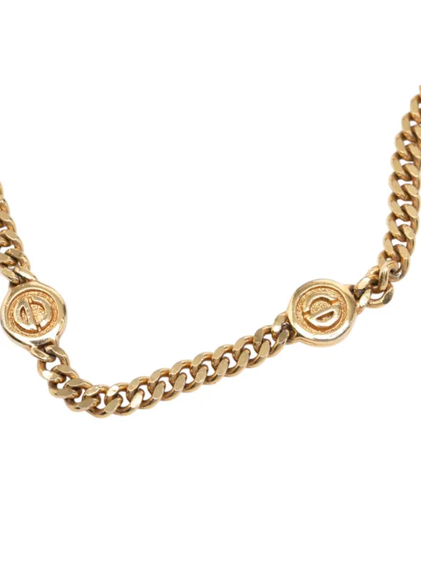 Dior Pre-owned 1980-1990 Gold Plated CD Logo Chain Necklace Costume Necklace