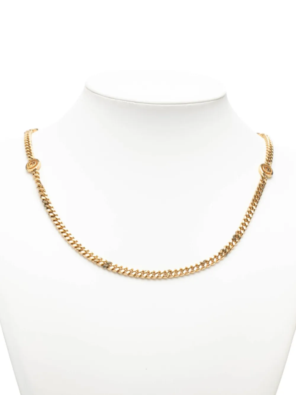 Dior Pre-owned 1980-1990 Gold Plated CD Logo Chain Necklace Costume Necklace, view 5