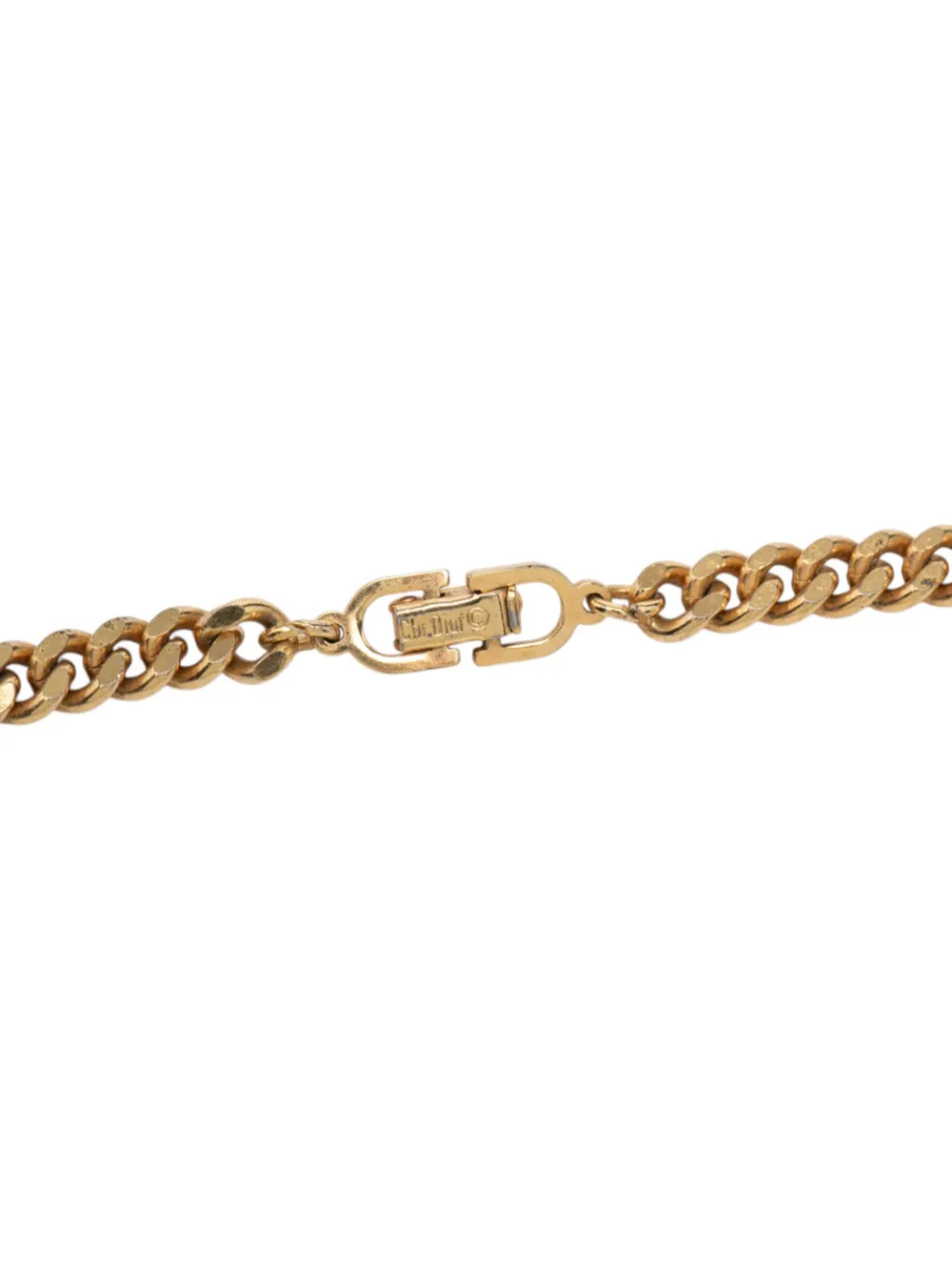 Dior Pre-owned 1980-1990 Gold Plated CD Logo Chain Necklace Costume Necklace, view 3