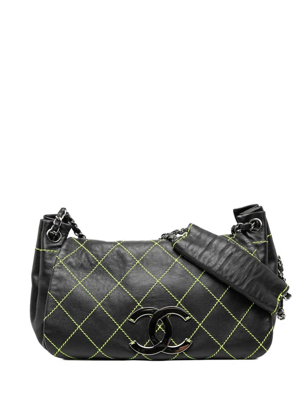 CHANEL Pre-Owned 2004-2005 CC Wild Stitch Lambskin Accordion Flap shoulder bag - Nero