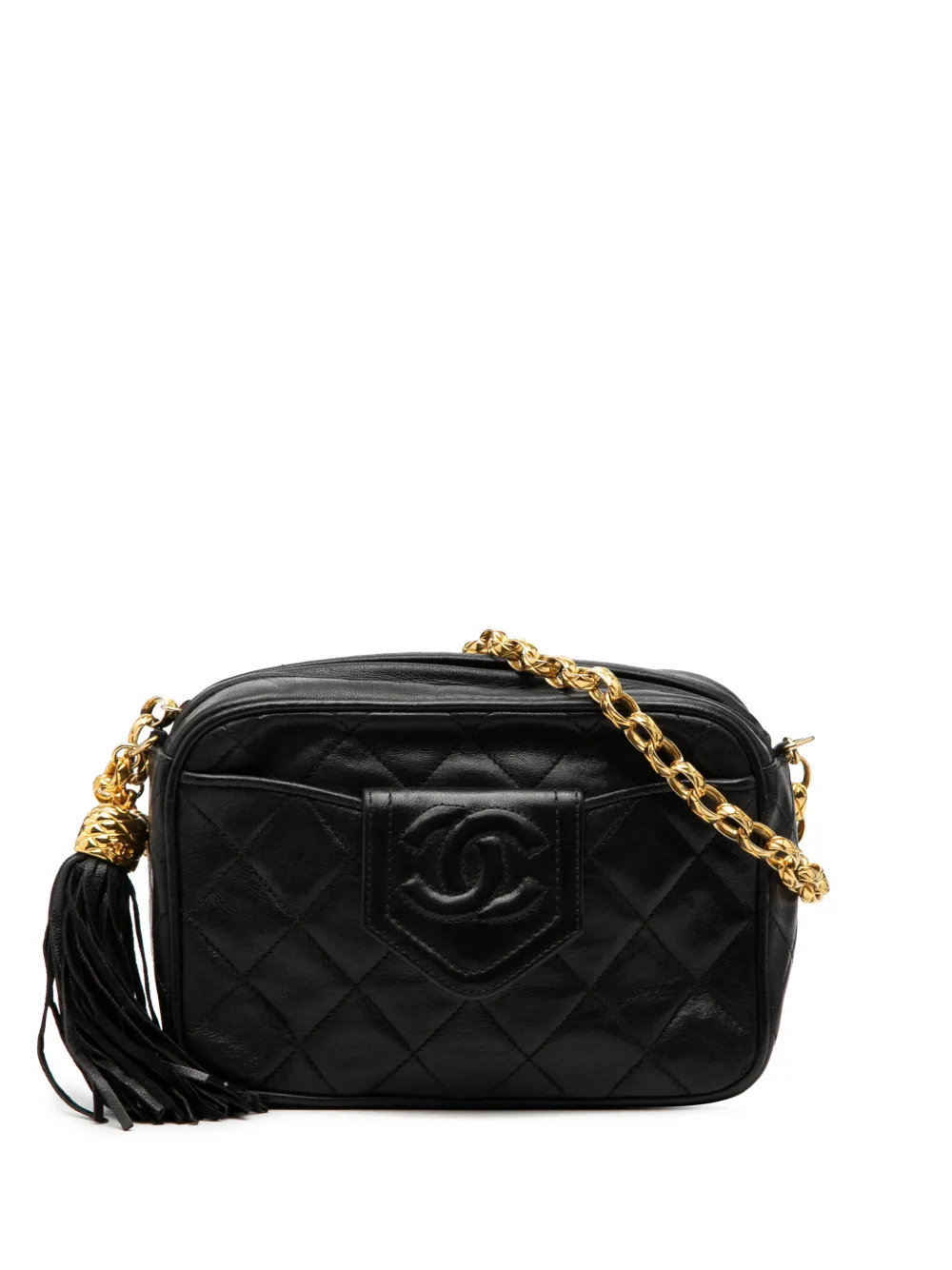 CHANEL Pre-Owned 1989-1991 CC Quilted Lambskin Tassel Camera Bag crossbody bag - Schwarz