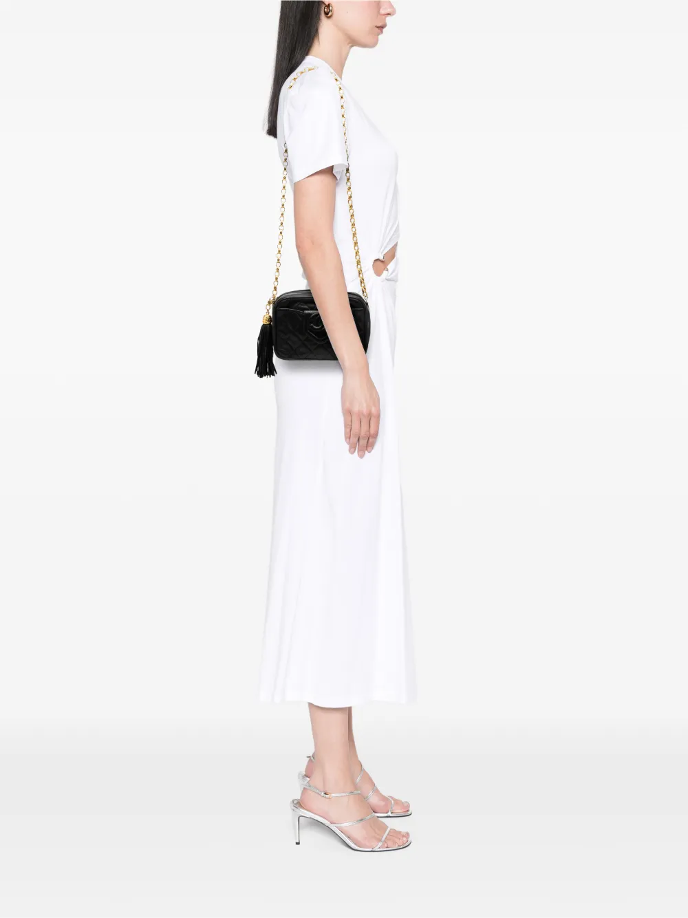 Chanel Pre-owned 1989-1991 CC Quilted Lambskin Tassel Camera Bag Crossbody Bag in Black, view 2