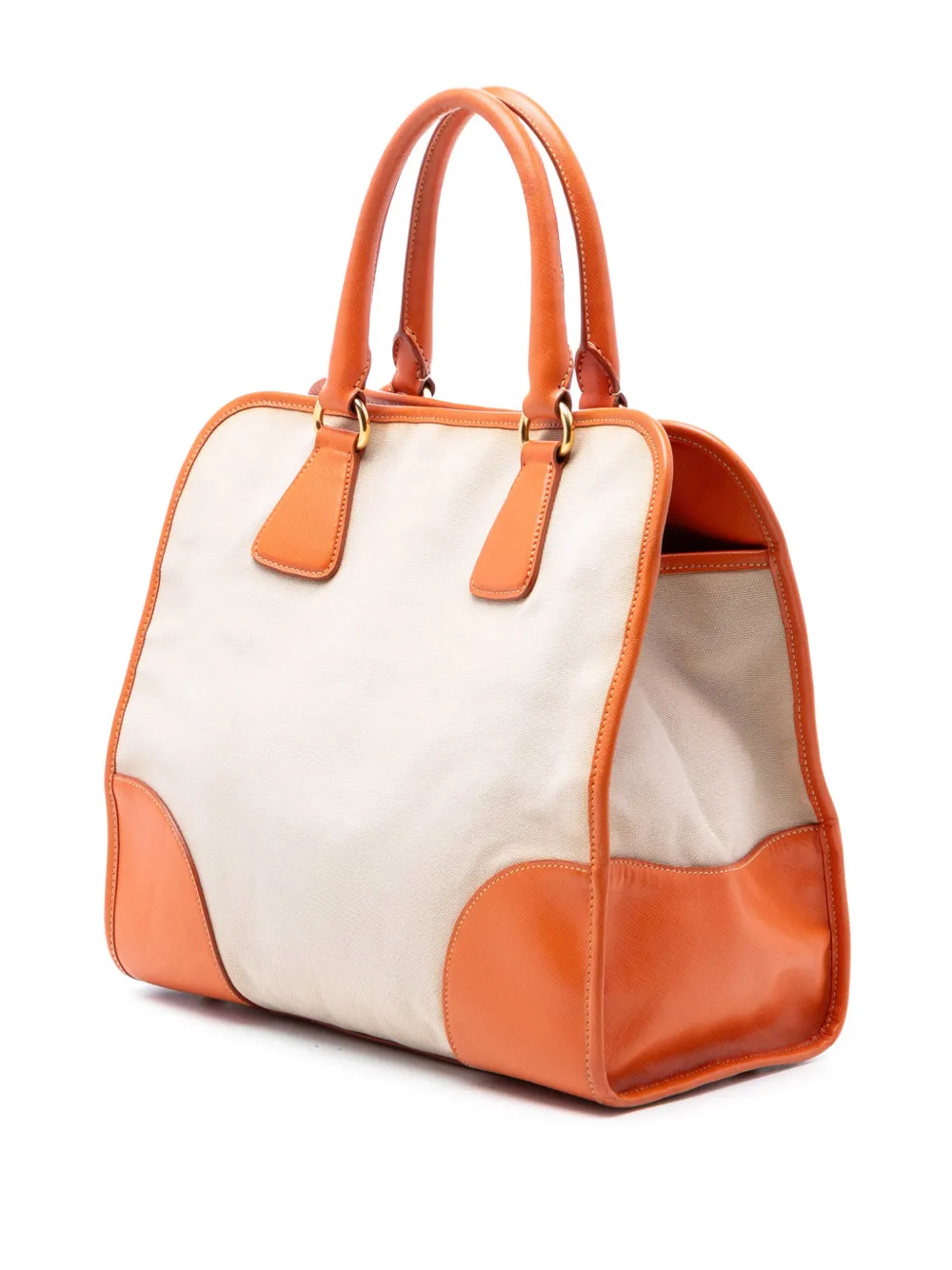  Prada Pre-owned Sac Canapa En Toile à Finitions Saffiano (2010-2026) - Orange 