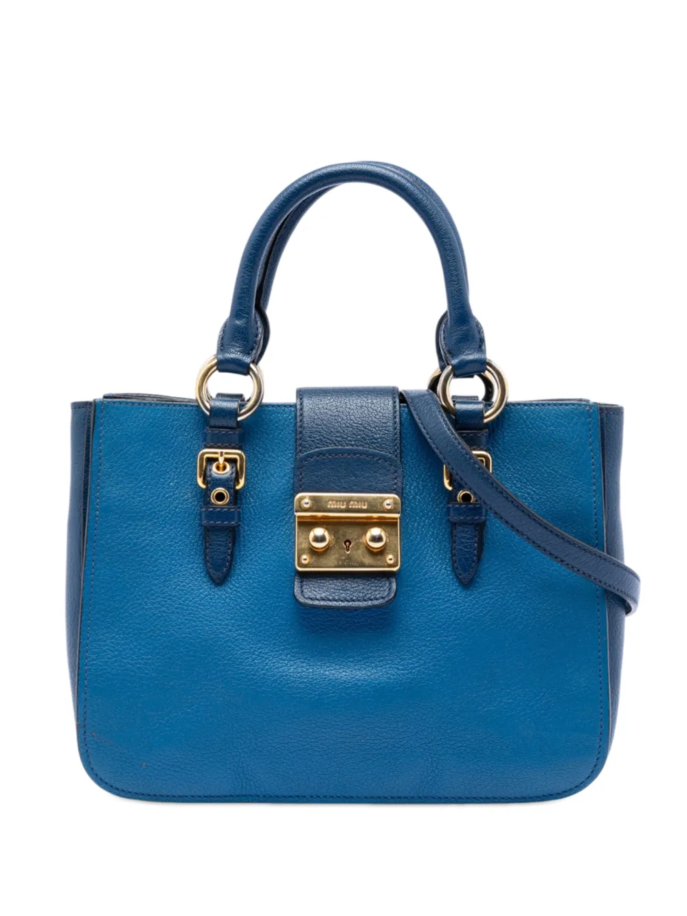 Miu Miu Pre-Owned 2010-2026 Bicolor Goatskin Madras satchel - Blau