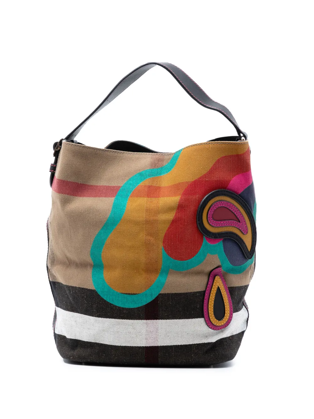 Burberry Pre-Owned 2000-2017 Medium Mega Check Canvas Pop Elements Ashby Bucket satchel - Marrone