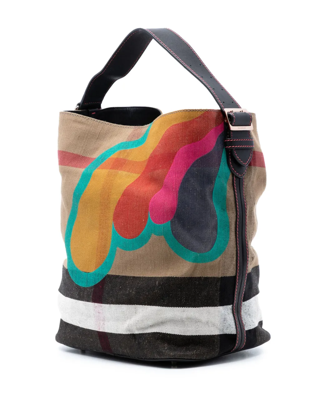  Burberry Pre-owned Bolso Satchel Ashby Mediano De Lona Mega Check Con Motivo Pop Elements 2000-2017 - Marrón 