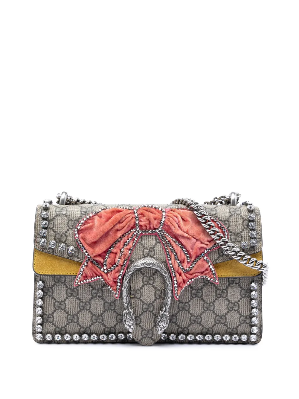 Gucci Pre-Owned 2016-2026 Medium GG Supreme Embroidered Crystal Bow Dionysus shoulder bag - Toni neutri