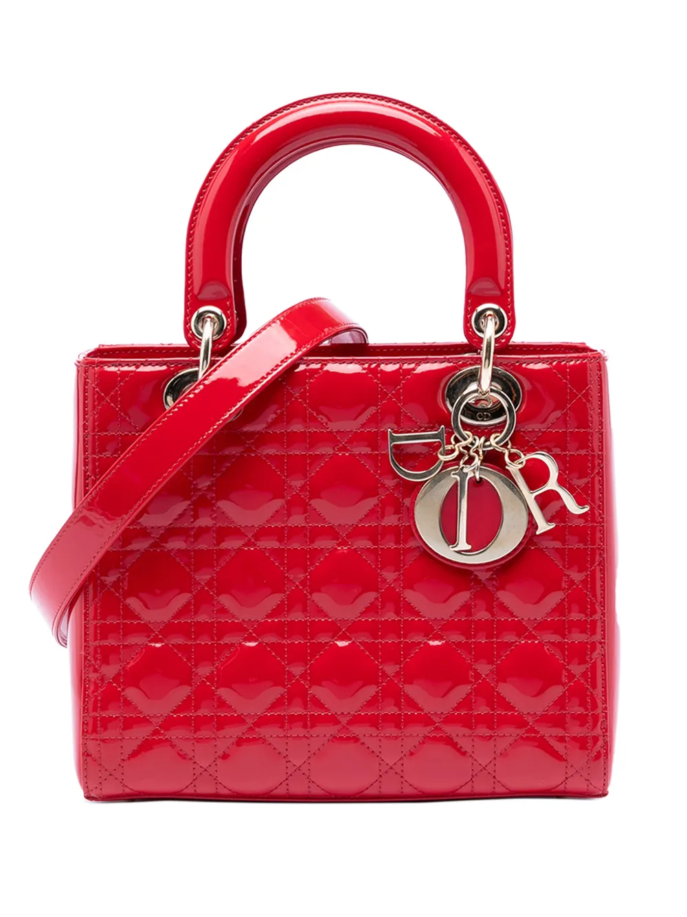 Christian Dior Pre-Owned 2016 mittelgroße Cannage Lady Dior Satchel-Tasche - Rot