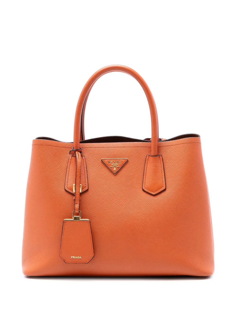 Prada Pre-Owned 2010-2026 Medium Saffiano Cuir Double satchel - Arancione