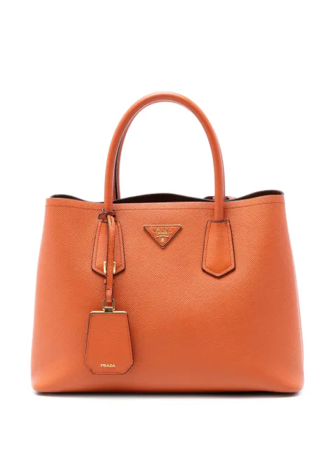 Prada Pre-Owned bolsa satchel Saffiano Cuir Double mediana 2010-2026