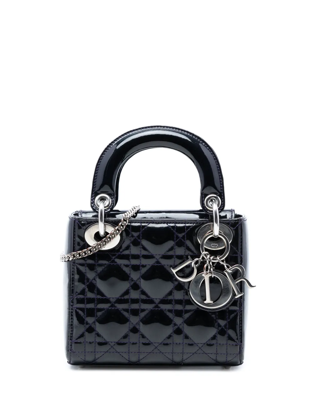 Christian Dior Pre-Owned 2016 Mini Patent Cannage Lady Dior satchel - Viola