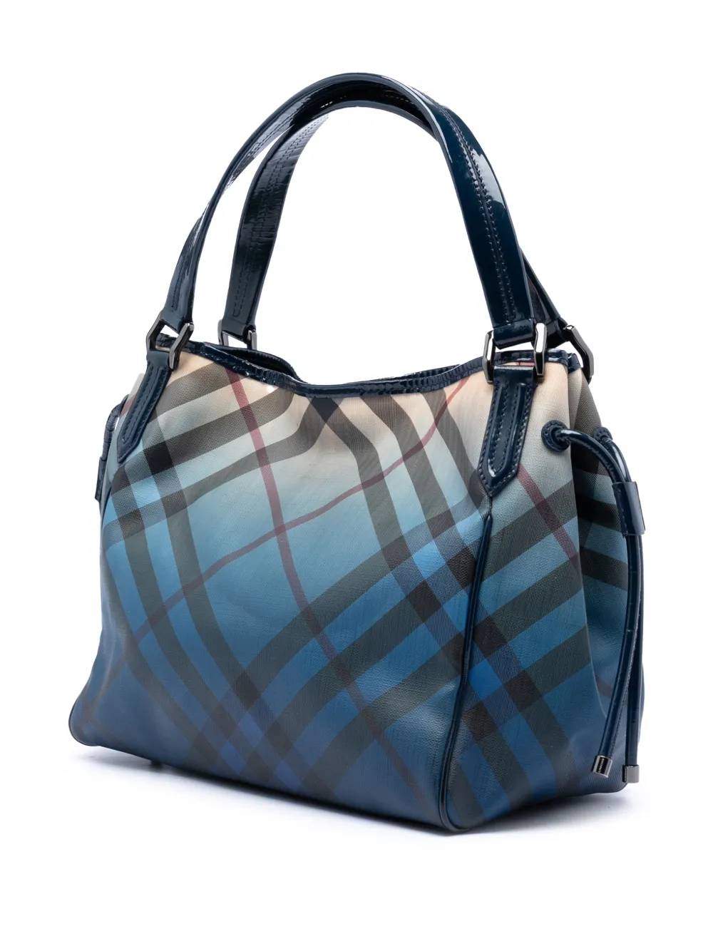  Burberry Pre-owned Sac Cabas Bilmore En Toile Enduite Supernova Check à Effet De Dégradé (2000-2017) - Bleu 