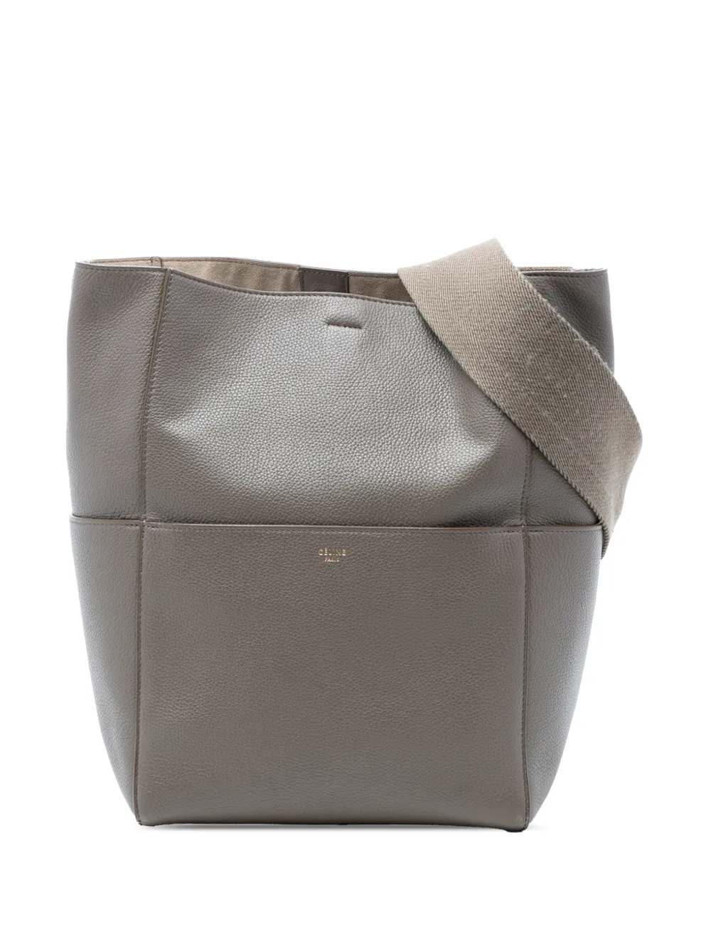 Celine Pre-Owned 2018 Medium Leather Seau Sangle bucket bag - Braun