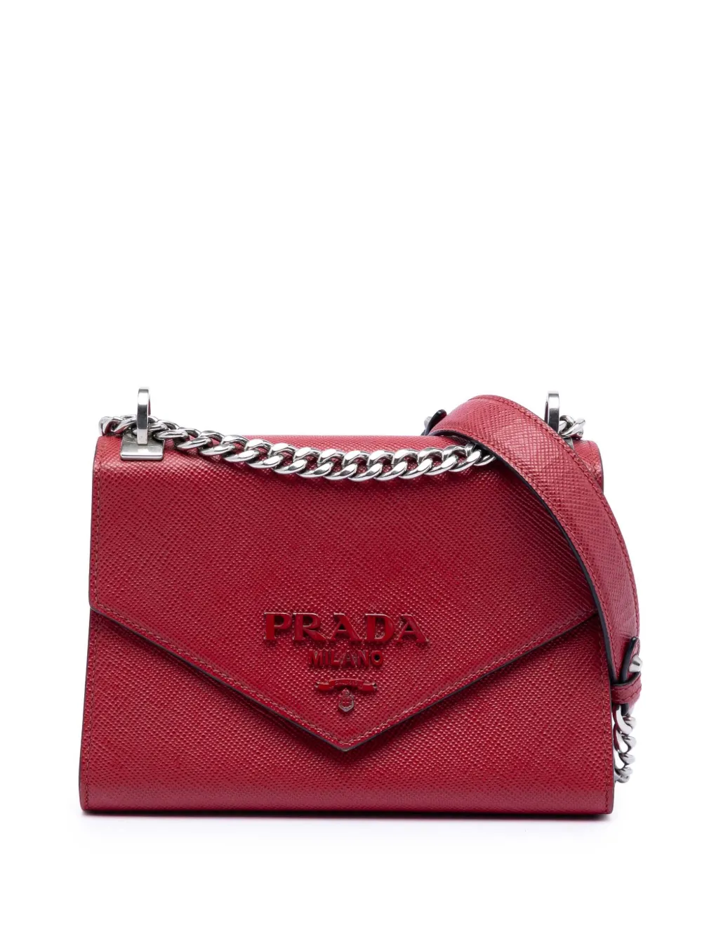 Prada Pre-Owned 2013-2026 Saffiano Cuir Monochrome Envelope crossbody bag - Rosso