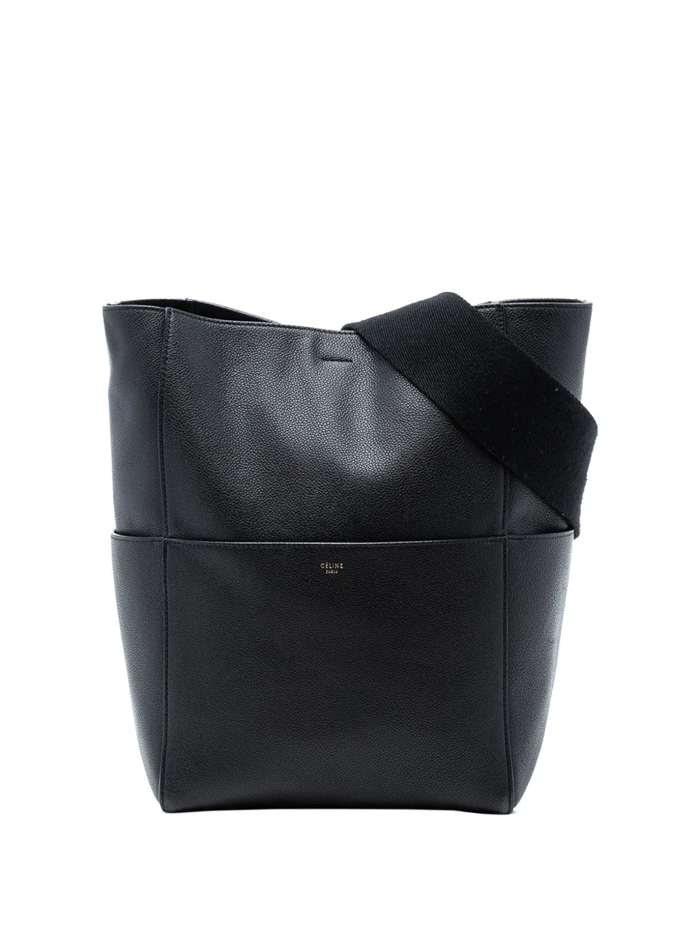 Celine Pre-Owned 2016 Medium Leather Seau Sangle bucket bag - Nero