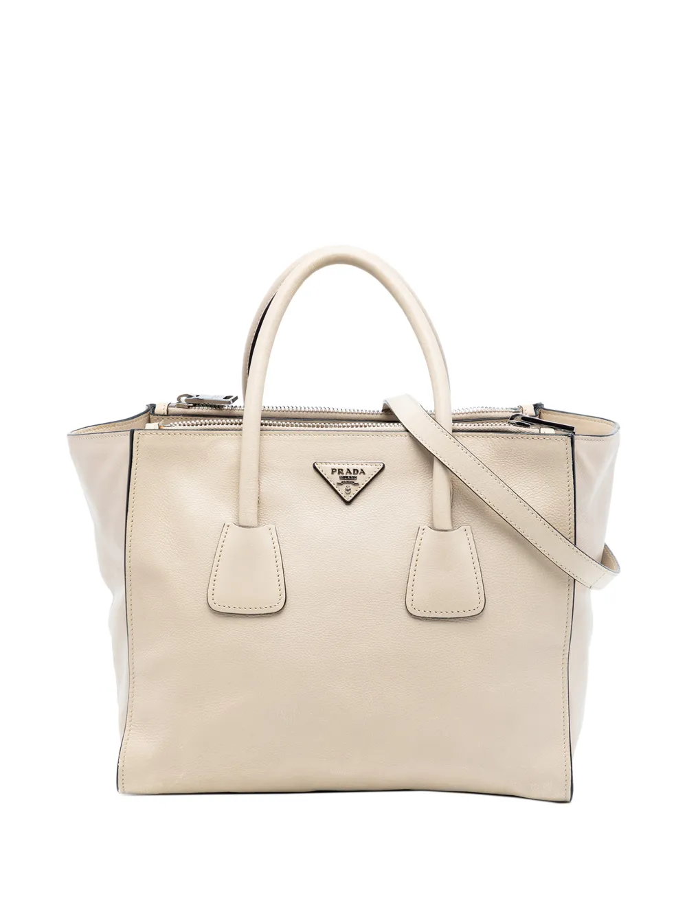 Prada Pre-Owned 2010-2026 Vitello Daino Twin Pocket satchel - Bianco