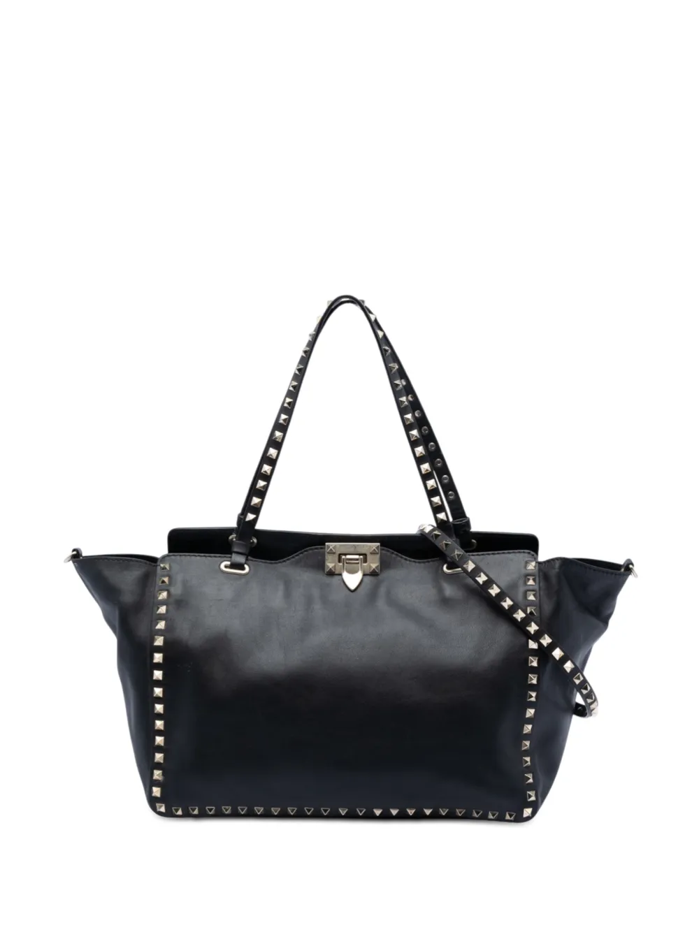 Valentino Garavani Pre-Owned 2000-2017 Medium Leather Rockstud Trapeze satchel - Nero