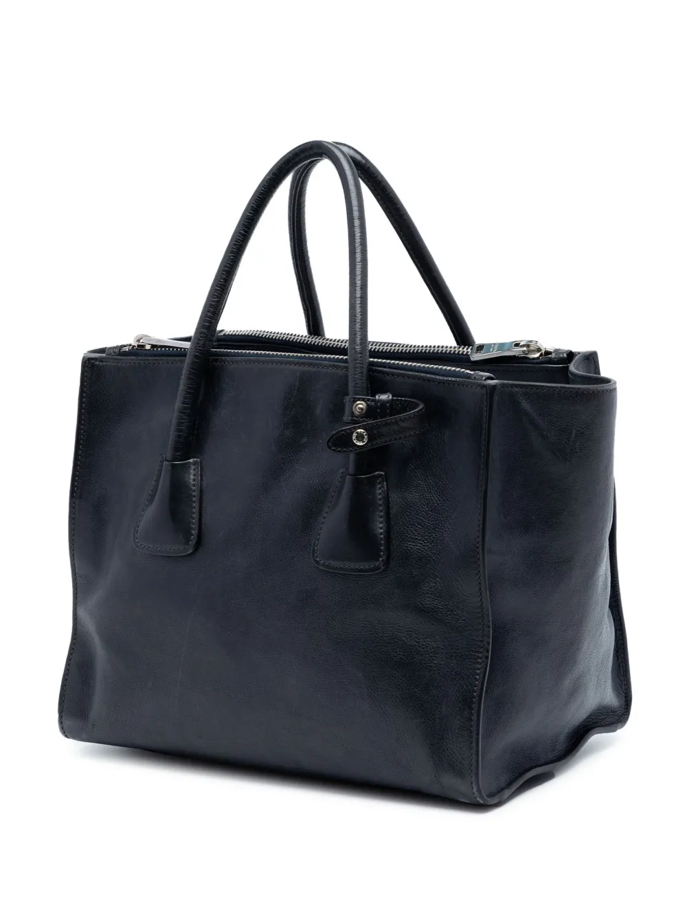  Prada Pre-owned Sac à Bandoulière Glace Twin Pocket Double Handle En Cuir De Veau (2013-2025) - Bleu 