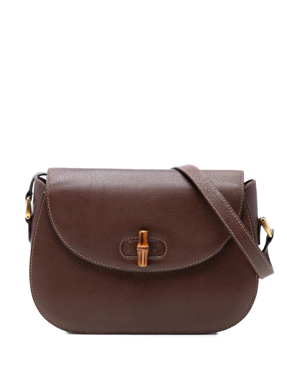 Gucci Pre-Owned 20th Century Leather Bamboo Turn Lock crossbody bag - Marrone