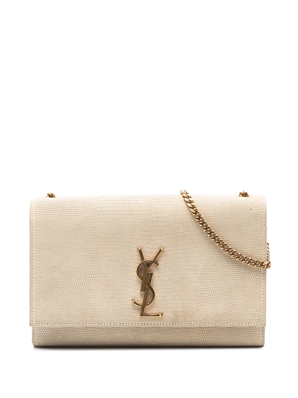 Saint Laurent Pre-Owned 2020 Medium Embossed Nubuck Monogram Kate crossbody bag - Braun