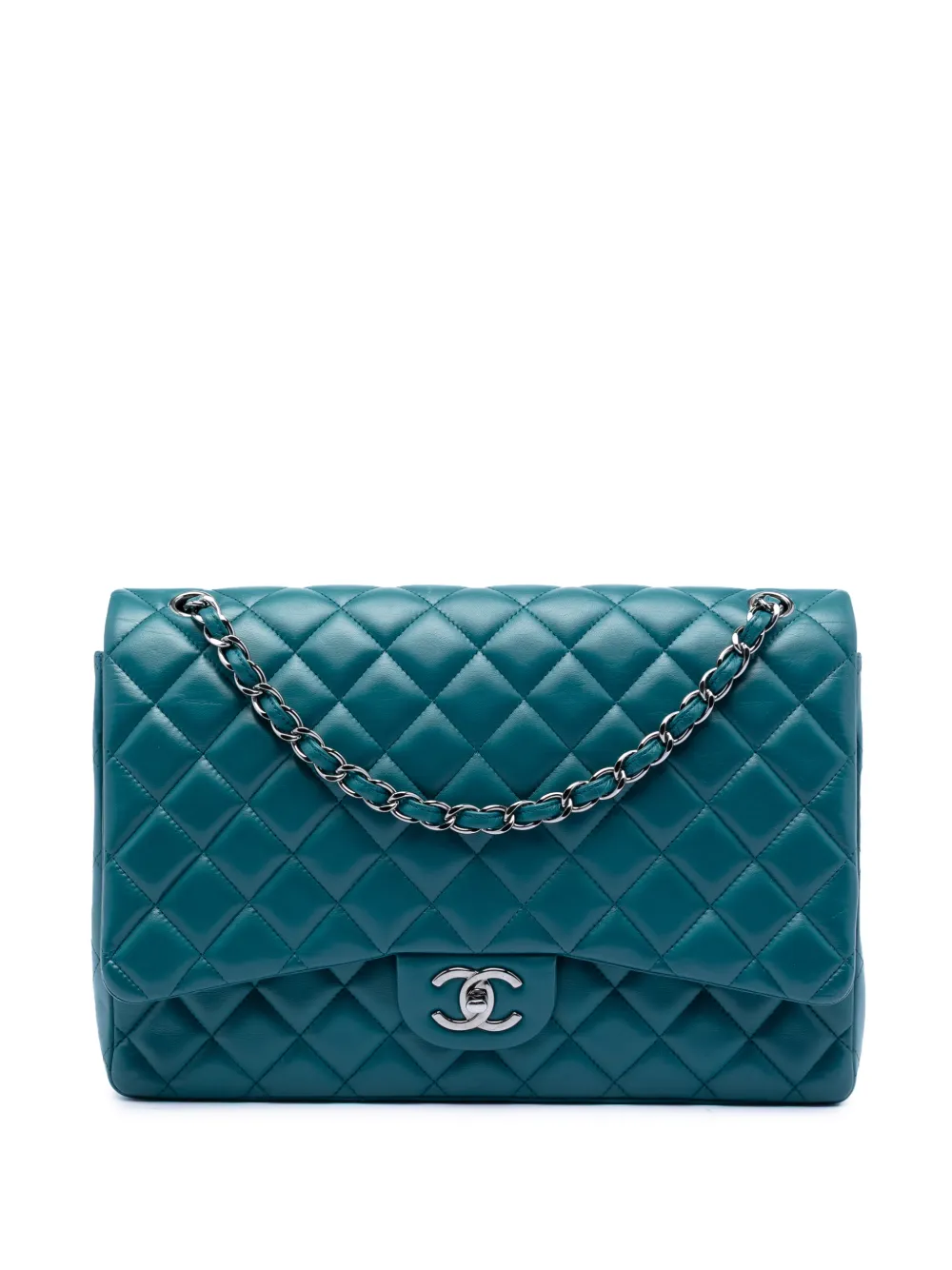 CHANEL Pre-Owned 2011 Maxi Classic Lambskin Double Flap shoulder bag - Blu