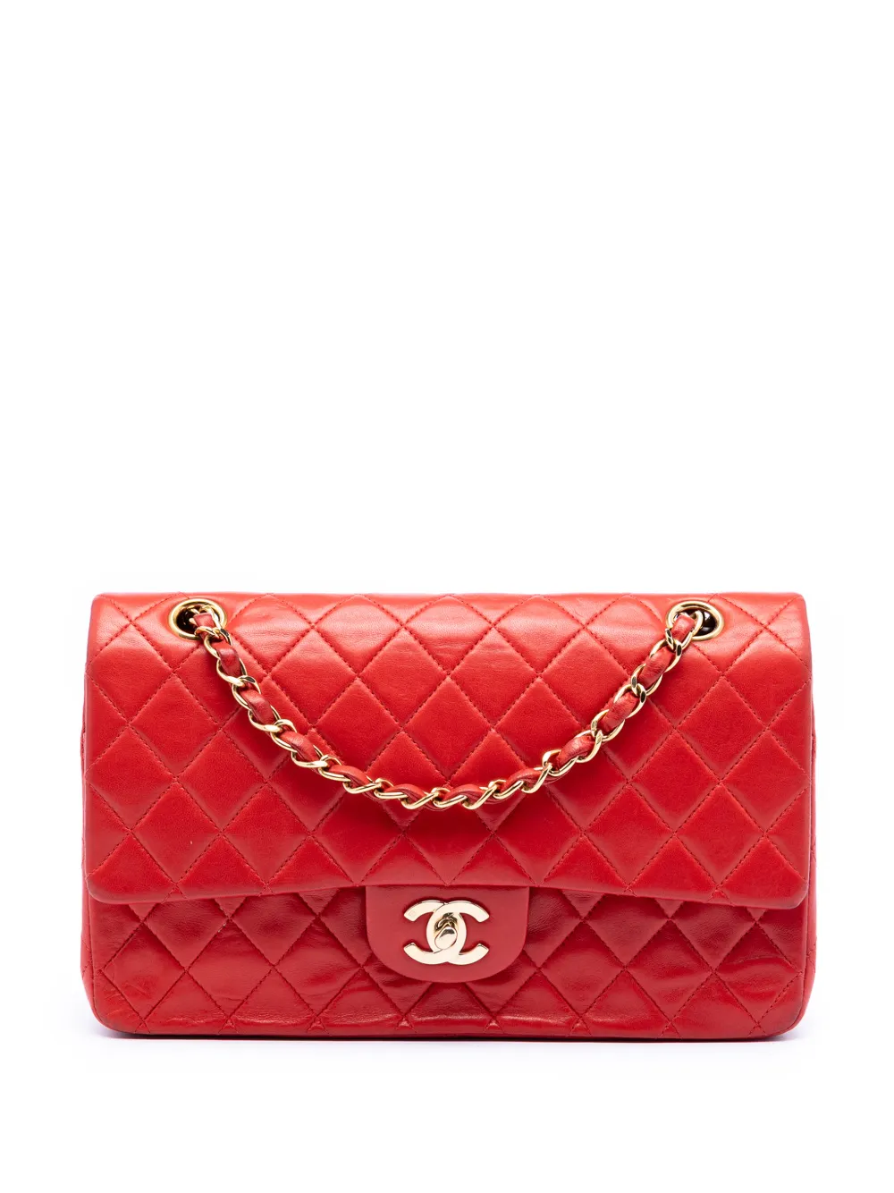 CHANEL Pre-Owned 2000-2002 Medium Classic Lambskin Double Flap shoulder bag - Rosso