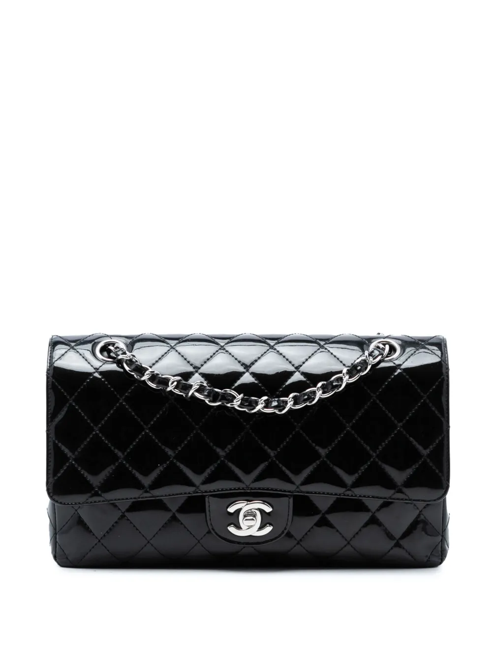CHANEL Pre-Owned 2009-2010 Medium Classic Patent Double Flap shoulder bag - Nero