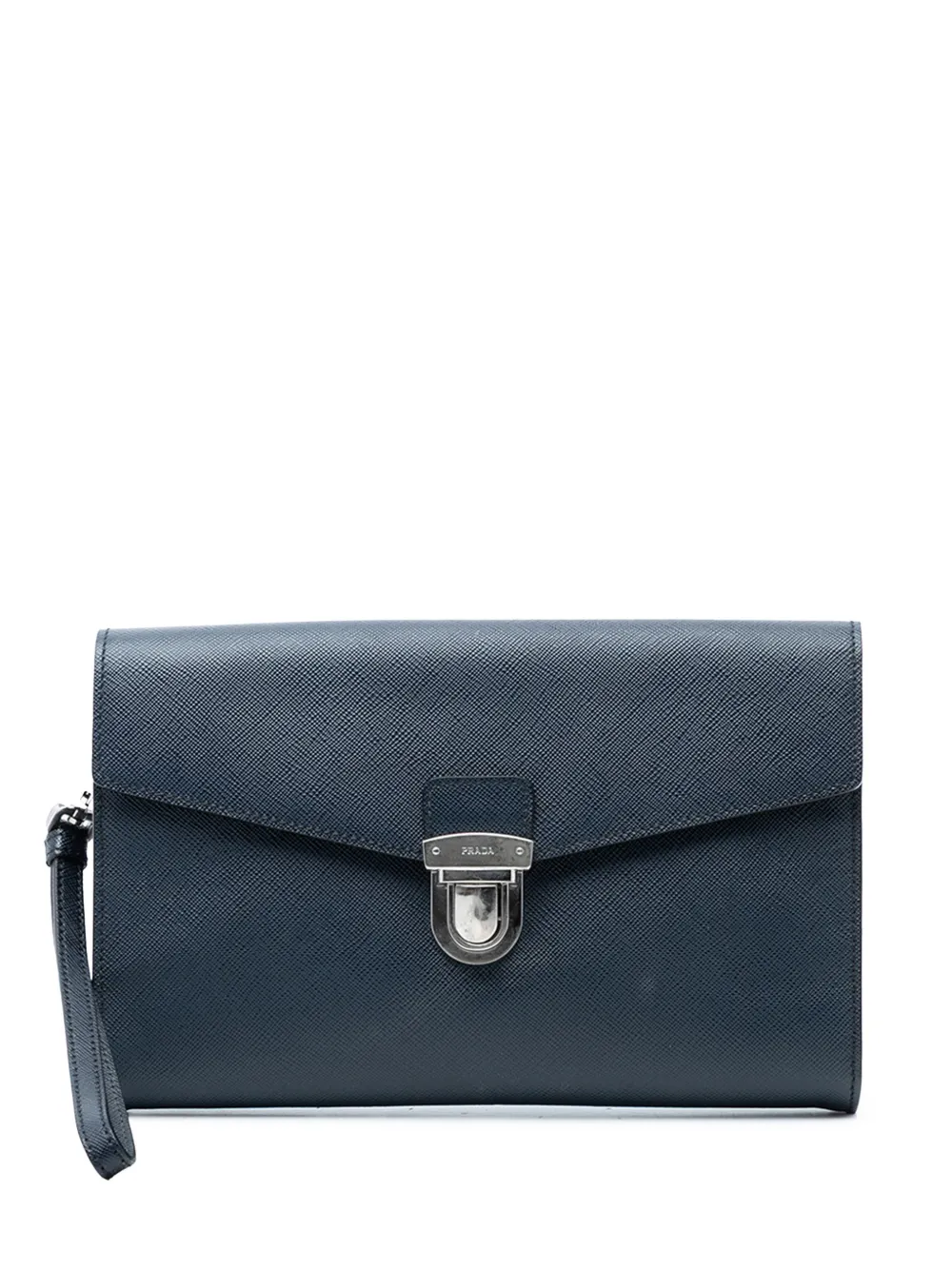 Prada Pre-Owned 2000-2013 Saffiano Envelope Pushlock clutch bag - Blu