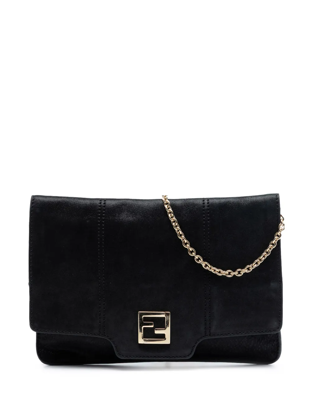 Fendi Pre-Owned 2010-2026 Nubuck FF Chain Flap crossbody bag - Nero