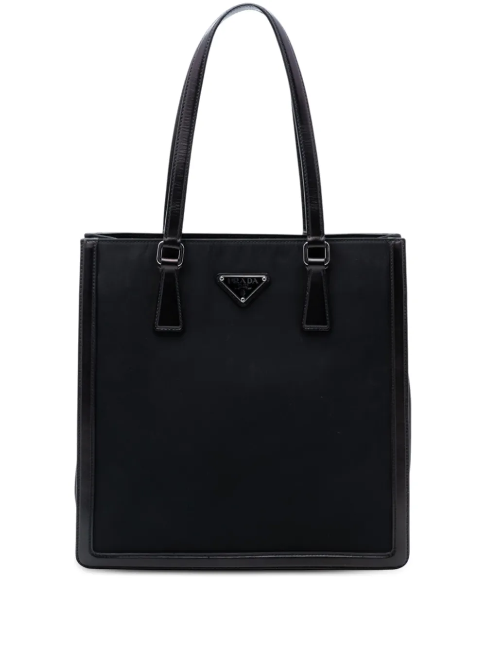 Prada Pre-Owned 2013-2025 Leather Trimmed Tessuto tote bag - Nero