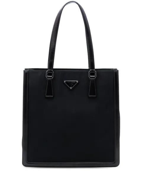 Prada Pre-Owned 2013-2025 Leather Trimmed Tessuto tote bag