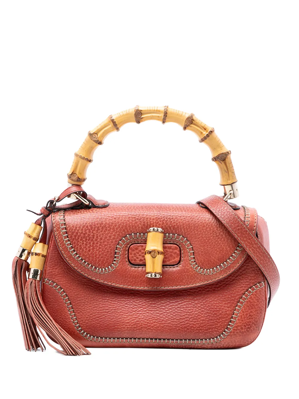 Gucci Pre-Owned 2016-2026 Medium Leather New Bamboo satchel - Rosso