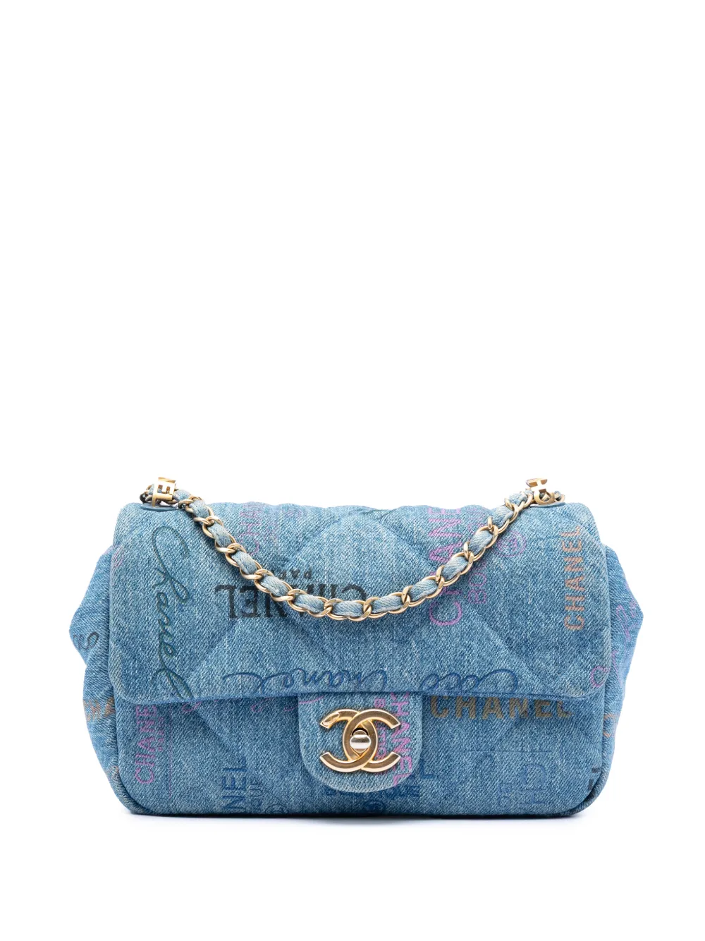 CHANEL Pre-Owned 2021-2025 Mini Rectangular Quilted Denim Mood Flap crossbody bag - Blu