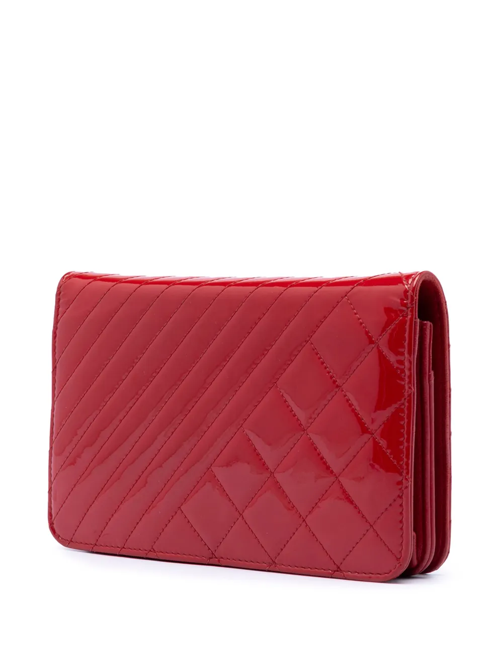  Chanel Pre-owned Pochette Portefeuille à Bandoulière Coco Boy En Cuir Verni Matelassé à Logo Cc (2016-2017) - Rouge 