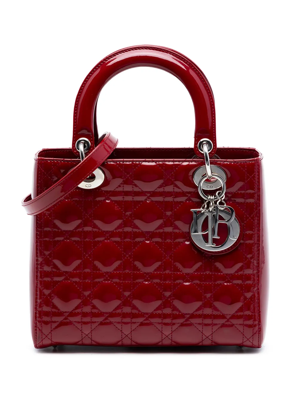 Christian Dior Pre-Owned 2014 Medium Patent Cannage Lady Dior satchel - Rot