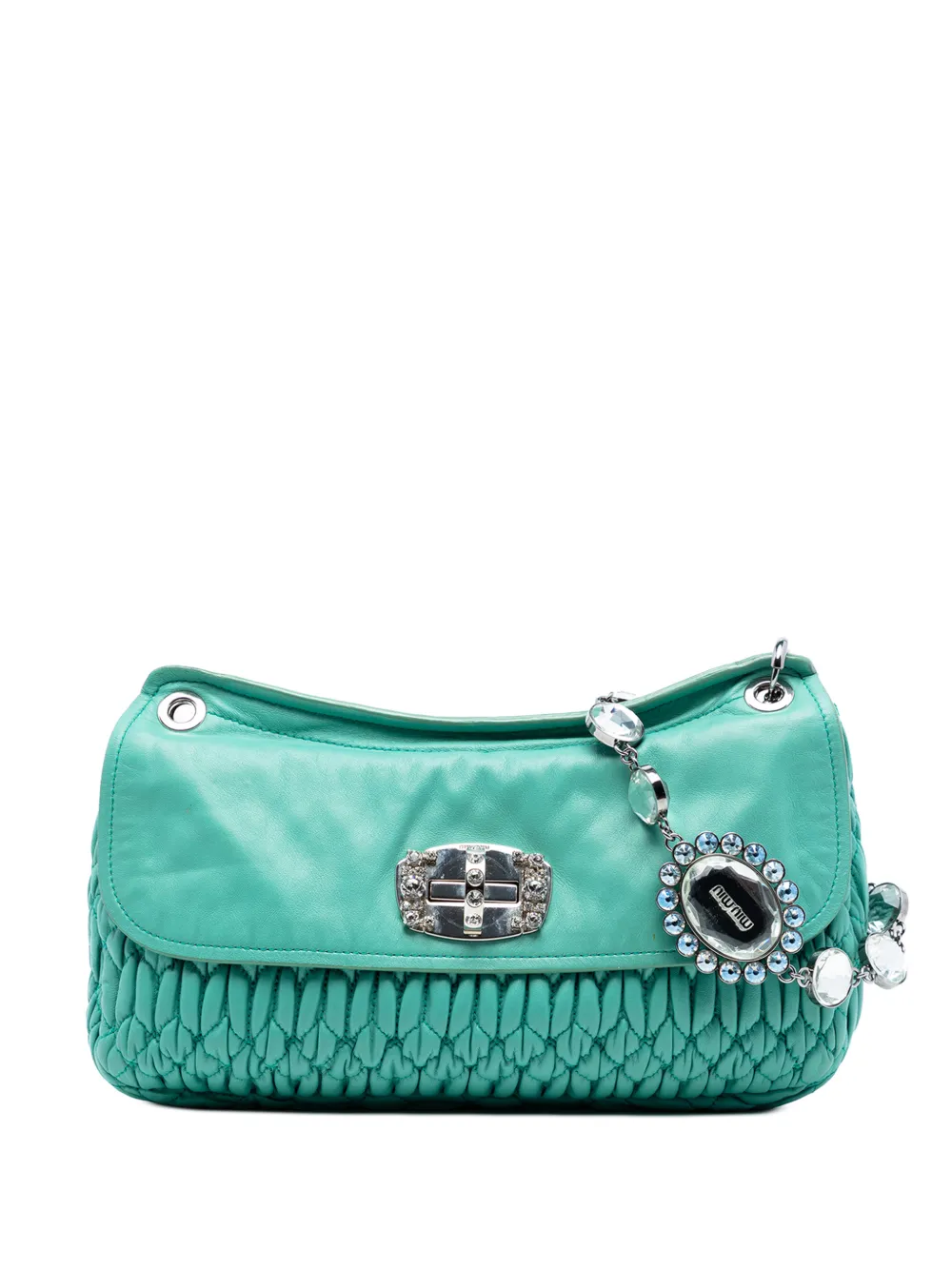 Miu Miu Pre-Owned 2010-2025 Matelasse Nappa Crystal Chain crossbody bag - Green