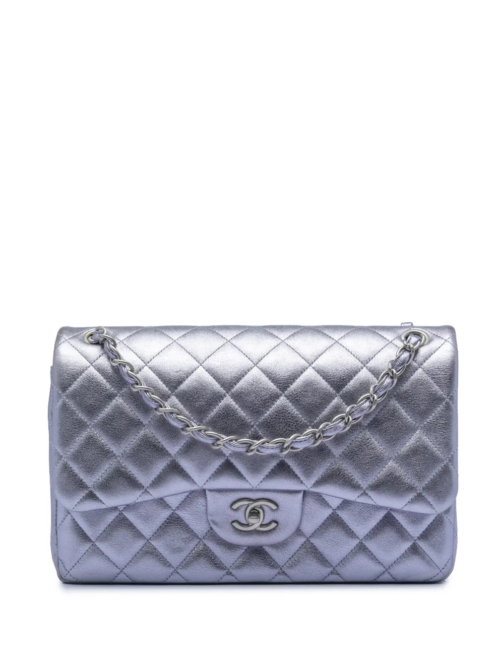CHANEL Pre-Owned 2010-2011 Jumbo Classic Metallic Lambskin Double Flap shoulder bag - Viola
