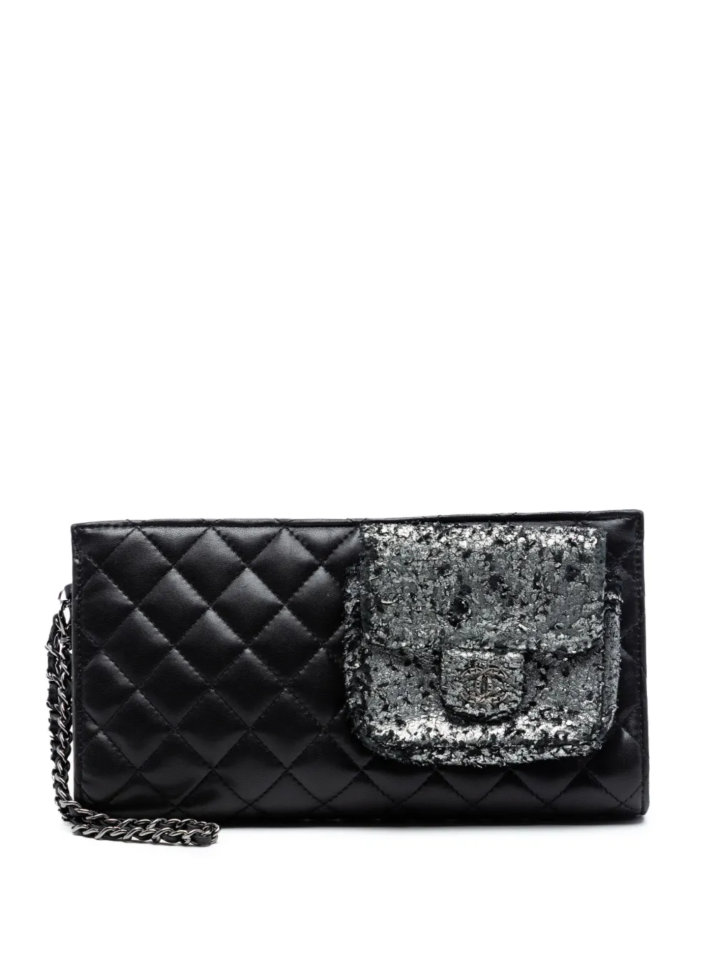 CHANEL Pre-Owned 2012-2013 Metallic and Quilted Lambskin Mineral Nights Pochette Wristlet clutch bag - Black