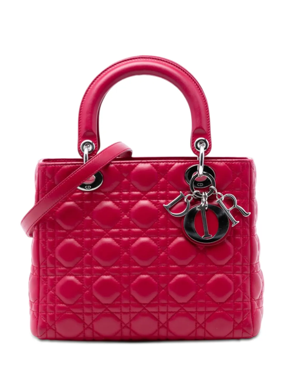 Christian Dior Pre-Owned 2011 Medium Lambskin Cannage Lady Dior satchel - Rot