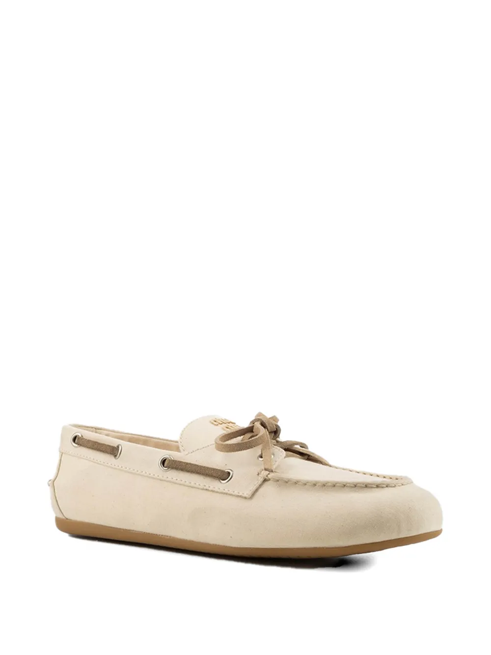 Miu logo-embossed loafers Beige