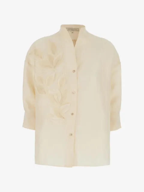 Antonelli sequin-embellished leaf-patch shirt