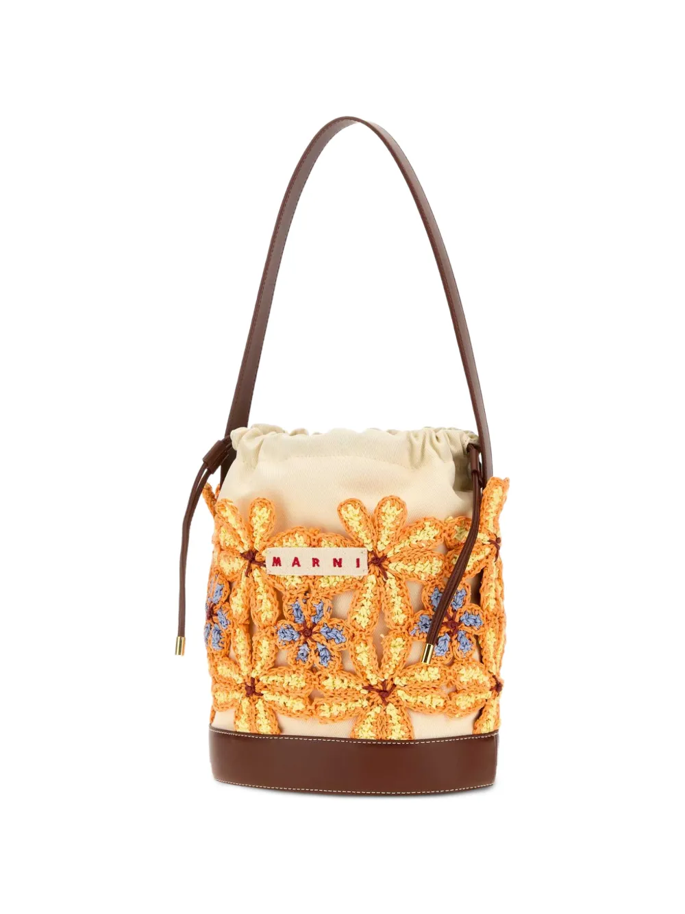 Marni Bucket-tas met gehaakte bloem Oranje