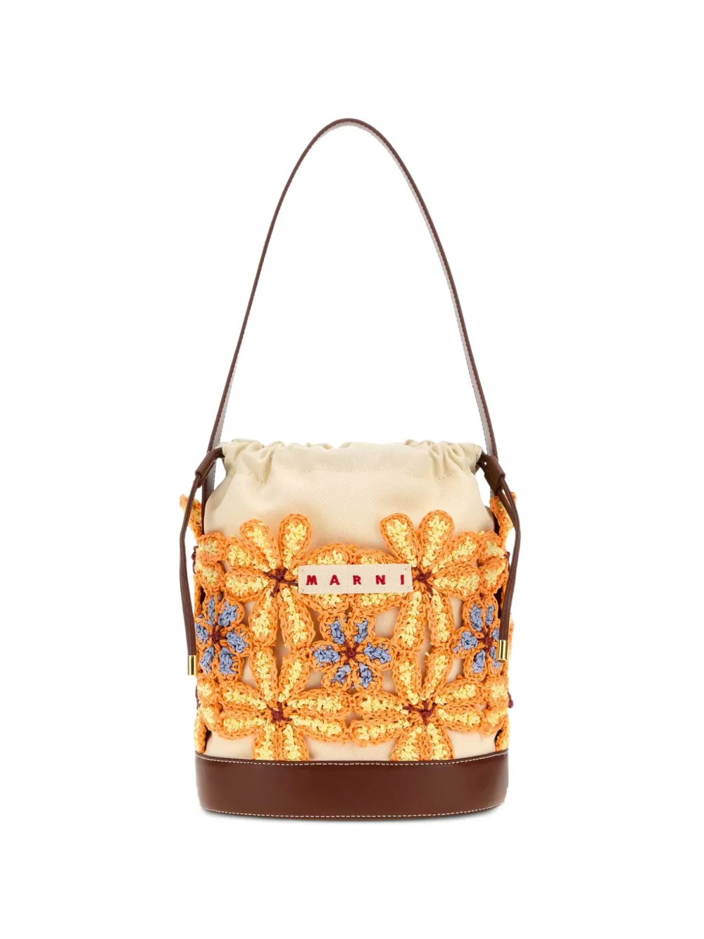 Marni crochet-flower bucket bag - Arancione